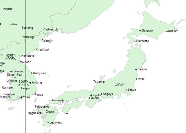 日本に主要ラインの通らないアストロマップ